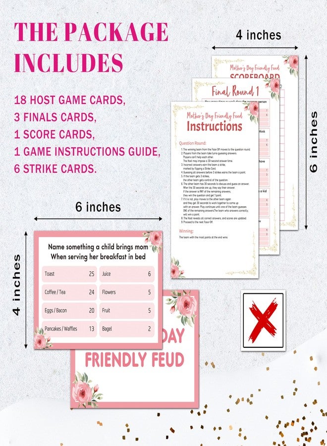 Mueddur Mother's Day Family Feud Game, Blush Pink Floral Friendly Feud Quiz Mothers Day Brunch Games, Family Reunion Activities, Mother's Day Party Decorations, 07 - Image 2